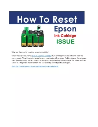 What are the steps for resetting epson ink cartridge?