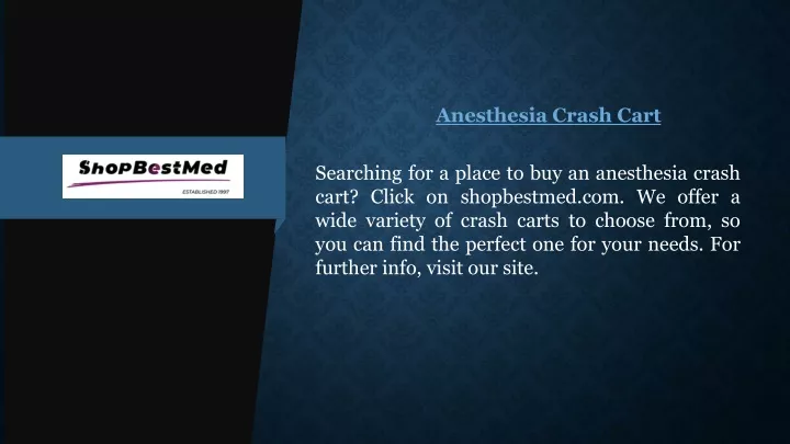 anesthesia crash cart