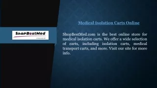 Medical Isolation Carts Online