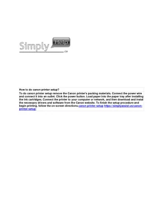 how to do canon printer setup to do canon printer