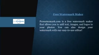 Free Watermark Maker | Prowatermark.com