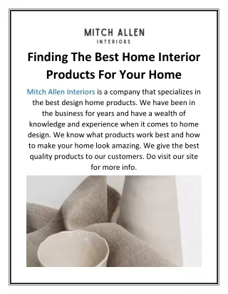 Finding The Best Home Interior Products For Your Home
