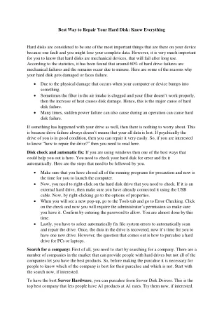 best way to repair your hard disk know everything