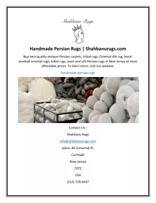 Handmade Persian Rugs  Shahbanurugs.com