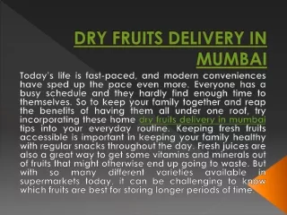DRY FRUITS DELIVERY IN MUMBAI