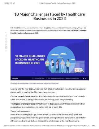 10 Major Challenges Faced by Healthcare Businesses in 2023