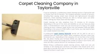 Carpet Cleaning Company in Taylorsville