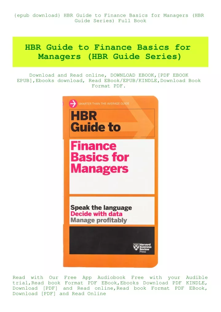 epub download hbr guide to finance basics