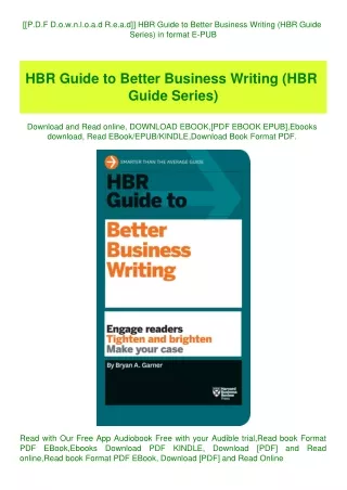 [[P.D.F D.o.w.n.l.o.a.d R.e.a.d]] HBR Guide to Better Business Writing (HBR Guide Series) in format