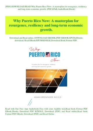 [PDF] DOWNLOAD READ Why Puerto Rico Now A masterplan for resurgence  resiliency and long-term econom