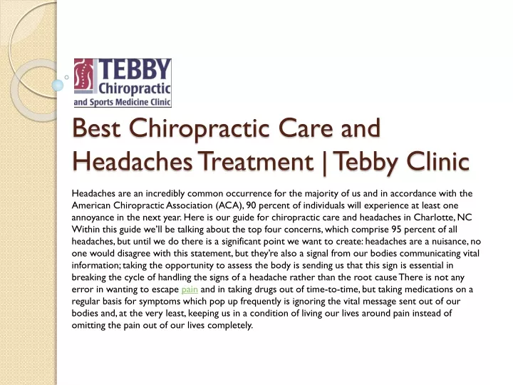 best chiropractic care and headaches treatment tebby clinic