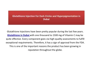 Glutathione Injection For Dark Circles and Hyperpigmentation in Dubai