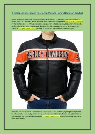 3 major considerations to select a Vintage Harley Davidson product