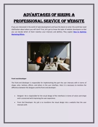Advantages of Hiring a Professional Service of website