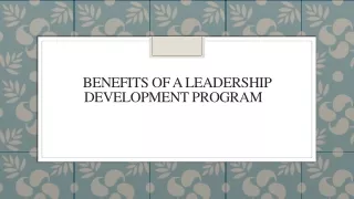 benefits of a leadership development program