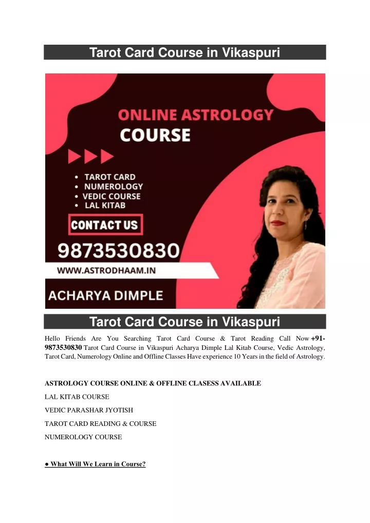 tarot card course in vikaspuri