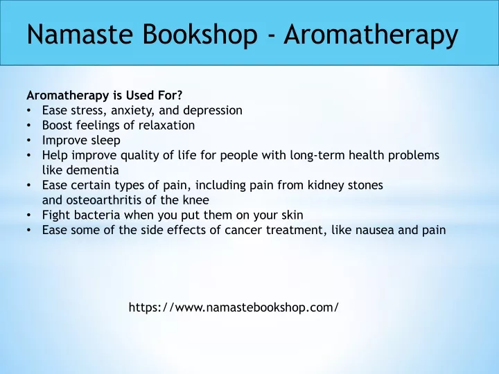 namaste bookshop aromatherapy