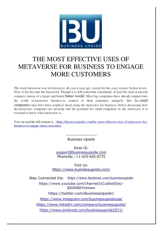 The Most effective uses of Metaverse for Business to Engage more Customers