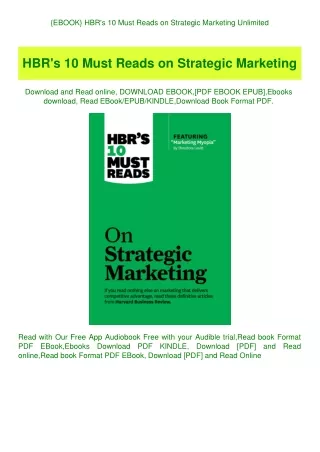 {EBOOK} HBR's 10 Must Reads on Strategic Marketing Unlimited