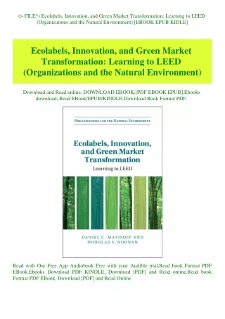 (P.D.F. FILE) Ecolabels  Innovation  and Green Market Transformation Learning to LEED (Organizations