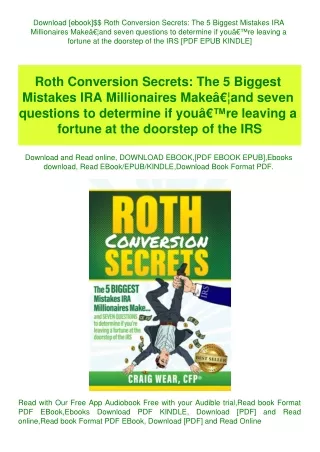 Download [ebook]$$ Roth Conversion Secrets The 5 Biggest Mistakes IRA Millionaires MakeÃ¢Â€Â¦and sev