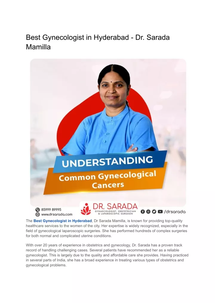 best gynecologist in hyderabad dr sarada mamilla