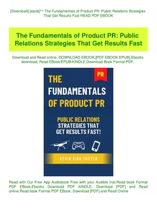[Download] [epub]^^ The Fundamentals of Product PR Public Relations Strategies That Get Results Fast
