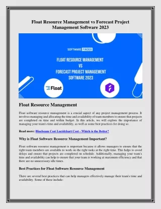Float Resource Management vs Forecast Project Management Software 2023
