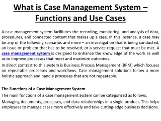 What is Case Management System – Functions and Use Cases