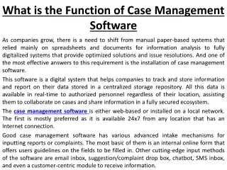 What is the Function of Case Management Software