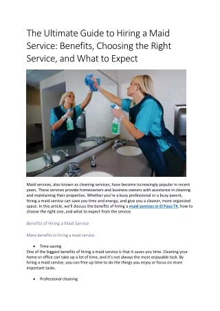 The Ultimate Guide to Hiring a Maid Service