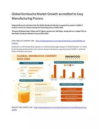 Global Kombucha Market Growth accredited to Easy Manufacturing Process