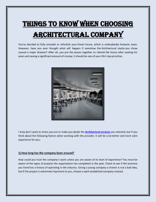 Things to Know When Choosing Architectural Company