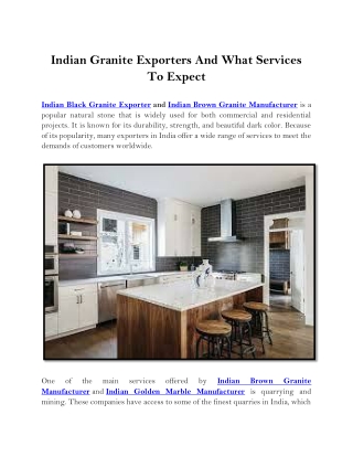 Indian Granite Exporters And What Services To Expect