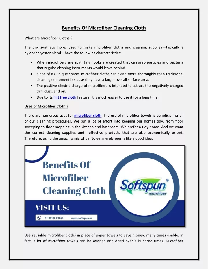 benefits of microfiber cleaning cloth