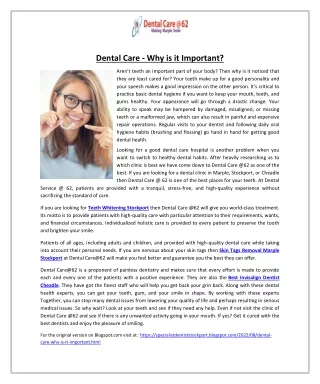 Dental Care - Why is it Important?