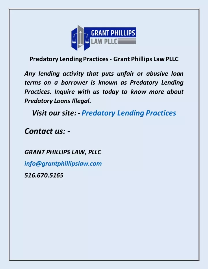 predatory lending practices grant phillips