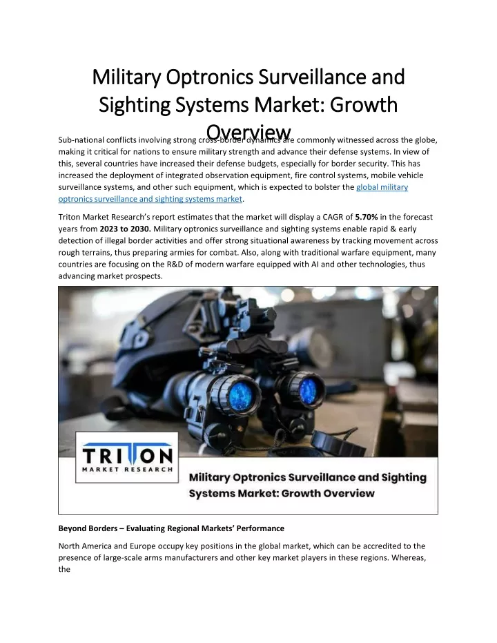 military optronics surveillance and sighting systems market growth overview