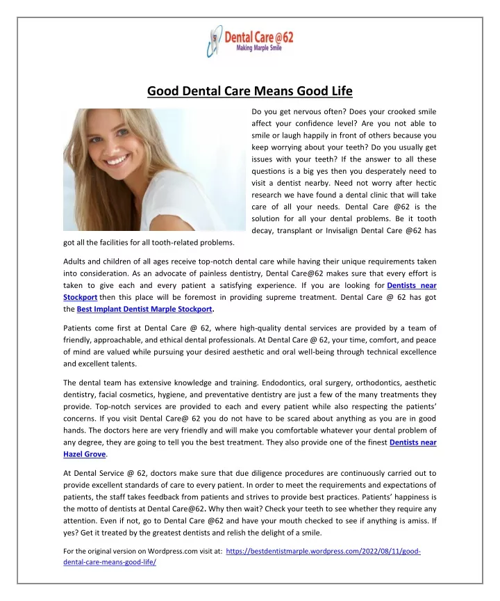 good dental care means good life