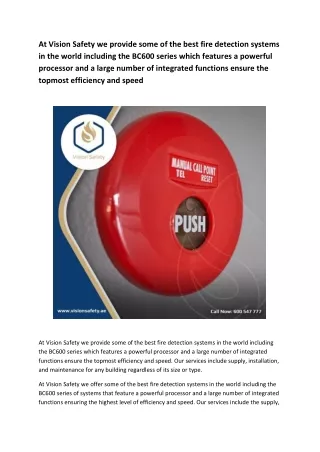 At Vision Safety we provide some of the best fire detection systems in the