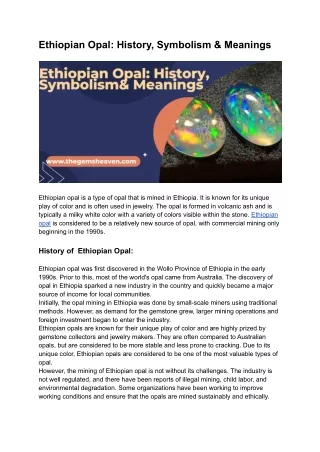Ethiopian Opal_ History, Symbolism, Meanings