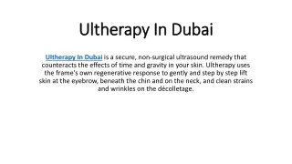 ultherapy in dubai