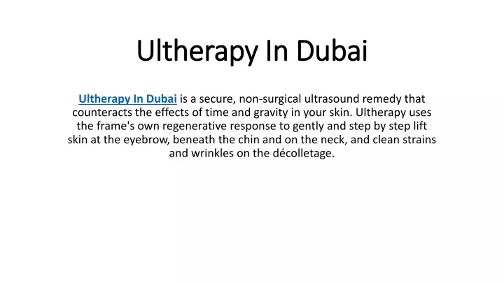 ultherapy in dubai