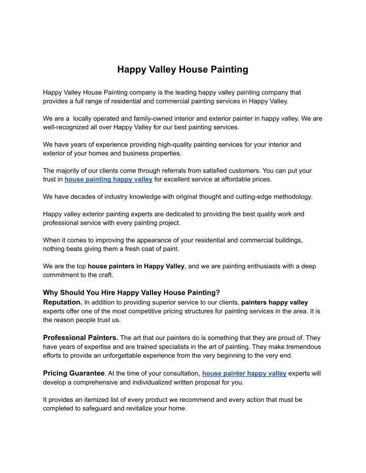 happy valley house painting