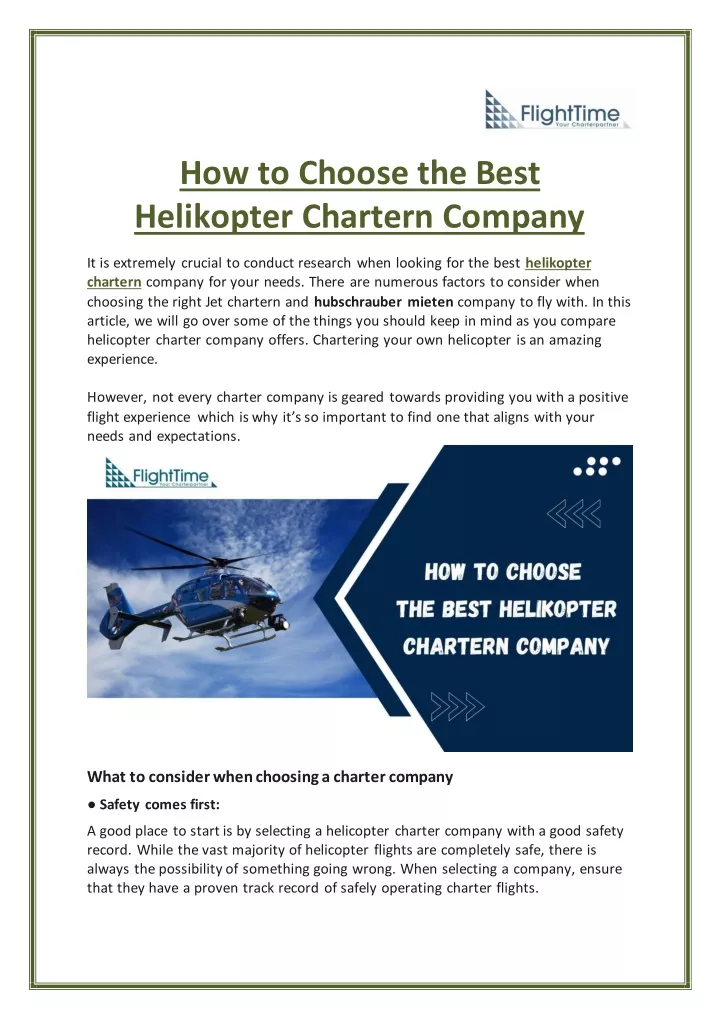 how to choose the best helikopter chartern company