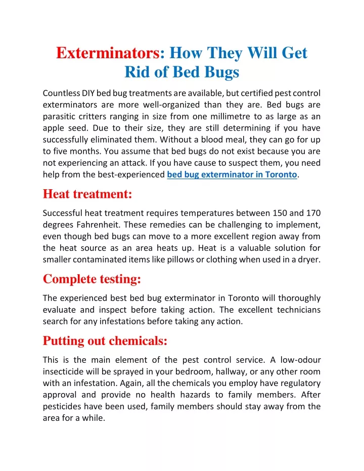 exterminators how they will get rid of bed bugs