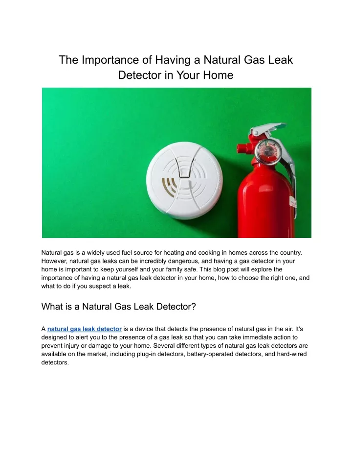 the importance of having a natural gas leak