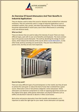 An Overview Of Sound Attenuators And Their Benefits In Industrial Applications