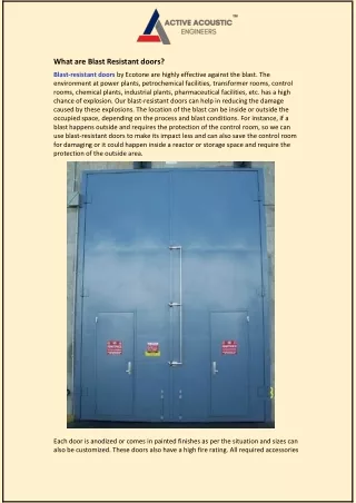 What are Blast Resistant doors?
