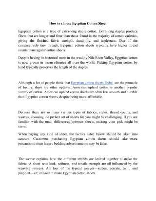 How to choose Egyptian Cotton Sheet